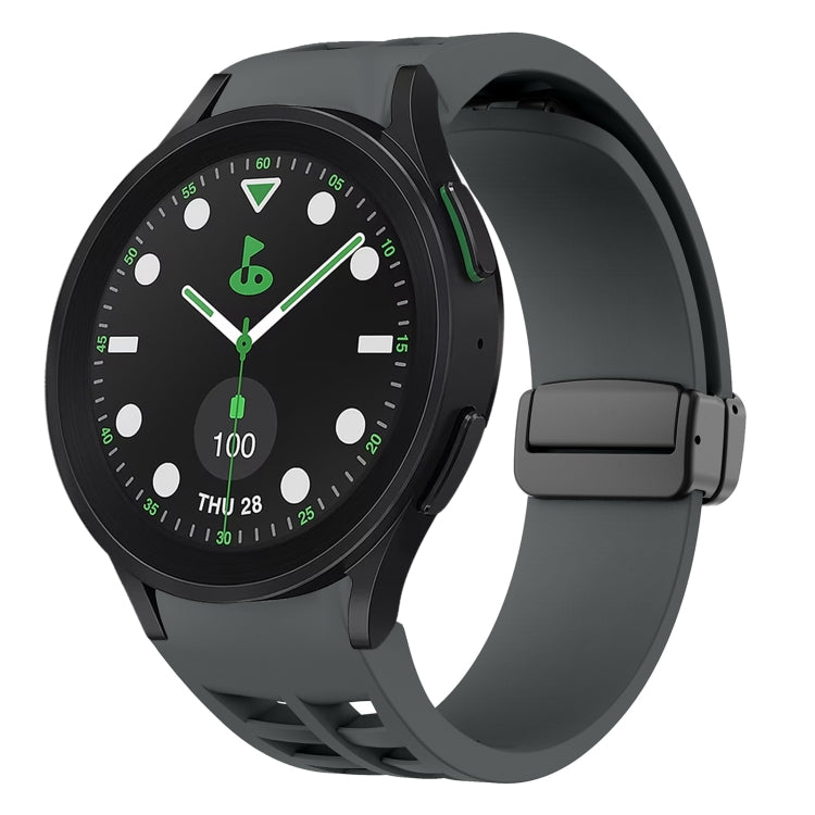 For Sansung Galaxy Watch 5 Pro Golf Edition Richard Magnetic Folding Black Buckle Silicone Watch Band(Space gray) by bashfashion