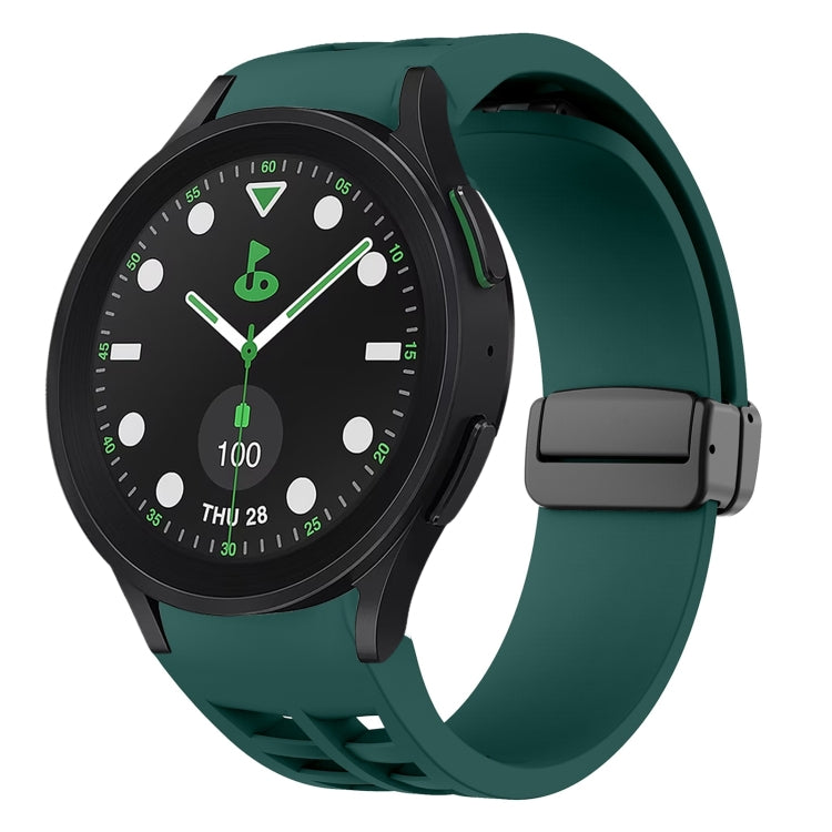 For Sansung Galaxy Watch 5 Pro Golf Edition Richard Magnetic Folding Black Buckle Silicone Watch Band(Dark Green) by bashfashion