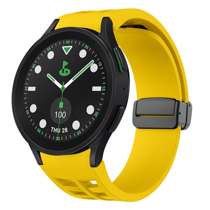 For Sansung Galaxy Watch 5 Pro Golf Edition Richard Magnetic Folding Black Buckle Silicone Watch Band(Yellow) by bashfashion