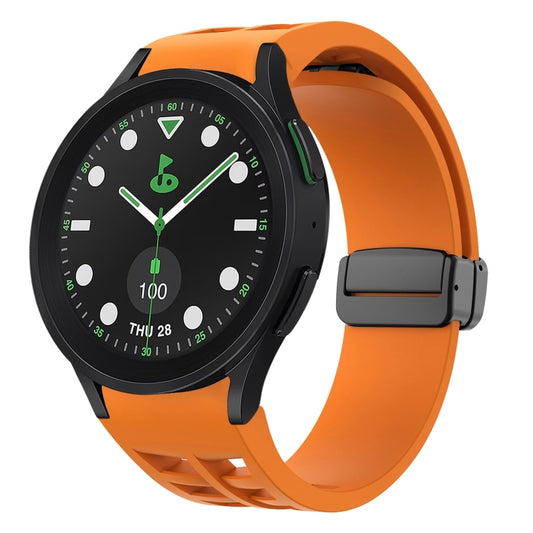 For Sansung Galaxy Watch 5 Pro Golf Edition Richard Magnetic Folding Black Buckle Silicone Watch Band(Orange) by bashfashion