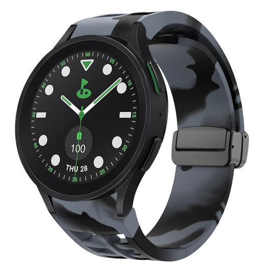 For Sansung Galaxy Watch 5 Pro Golf Edition Richard Magnetic Folding Black Buckle Silicone Watch Band(Black Gray Camouflage) by bashfashion
