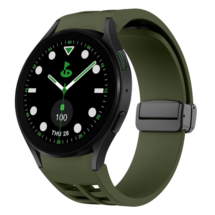 For Samsung Galaxy Watch 5 Golf Edition Richard Magnetic Folding Black Buckle Silicone Watch Band(Army Green) by bashfashion