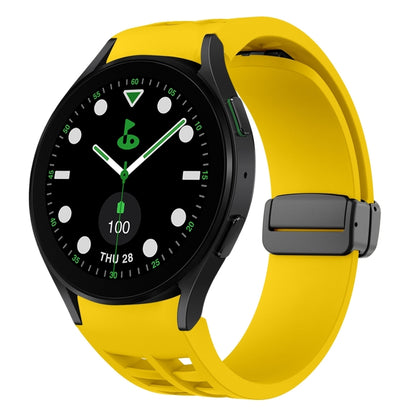 For Samsung Galaxy Watch 5 Golf Edition Richard Magnetic Folding Black Buckle Silicone Watch Band(Yellow) by bashfashion