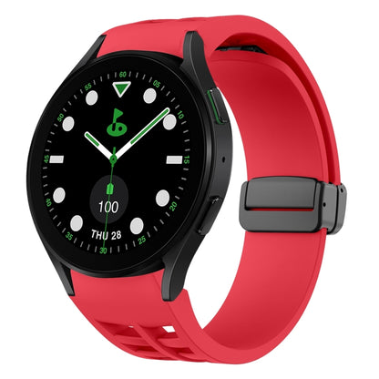 For Samsung Galaxy Watch 5 Golf Edition Richard Magnetic Folding Black Buckle Silicone Watch Band(Red) by bashfashion