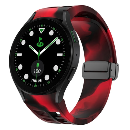 For Samsung Galaxy Watch 5 Golf Edition Richard Magnetic Folding Black Buckle Silicone Watch Band(Black Red Camouflage) by bashfashion