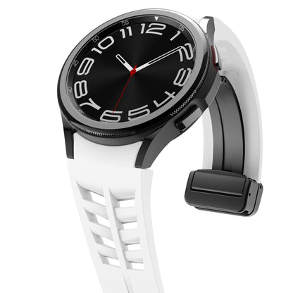 For Sansung Galaxy Watch 5 Pro 45mm Richard Magnetic Folding Black Buckle Silicone Watch Band(White) by bashfashion