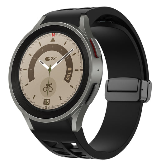For Sansung Galaxy Watch 5 Pro 45mm Richard Magnetic Folding Black Buckle Silicone Watch Band(Black) by bashfashion