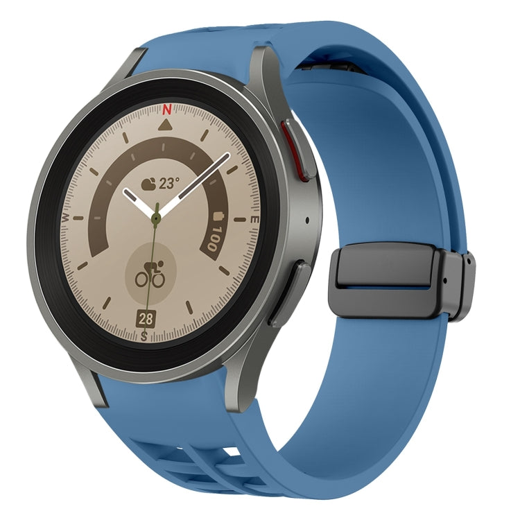 For Sansung Galaxy Watch 5 Pro 45mm Richard Magnetic Folding Black Buckle Silicone Watch Band(Blue) by bashfashion