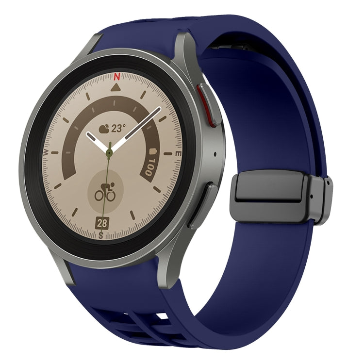 For Sansung Galaxy Watch 5 Pro 45mm Richard Magnetic Folding Black Buckle Silicone Watch Band(Midnight Blue) by bashfashion