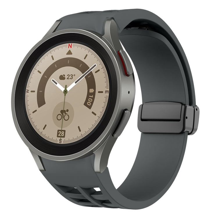 For Sansung Galaxy Watch 5 Pro 45mm Richard Magnetic Folding Black Buckle Silicone Watch Band(Space gray) by bashfashion