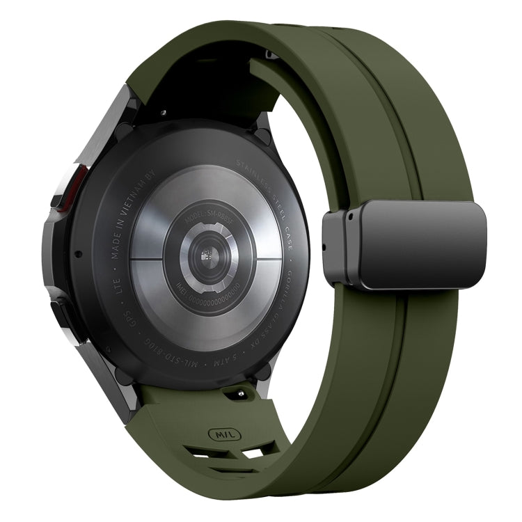 For Sansung Galaxy Watch 5 Pro 45mm Richard Magnetic Folding Black Buckle Silicone Watch Band(Army Green) by bashfashion