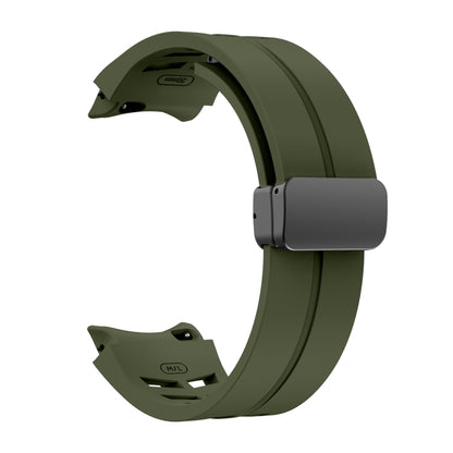 For Sansung Galaxy Watch 5 Pro 45mm Richard Magnetic Folding Black Buckle Silicone Watch Band(Army Green) by bashfashion
