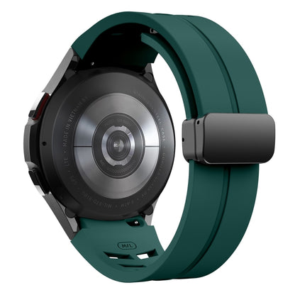 For Sansung Galaxy Watch 5 Pro 45mm Richard Magnetic Folding Black Buckle Silicone Watch Band(Dark Green) by bashfashion