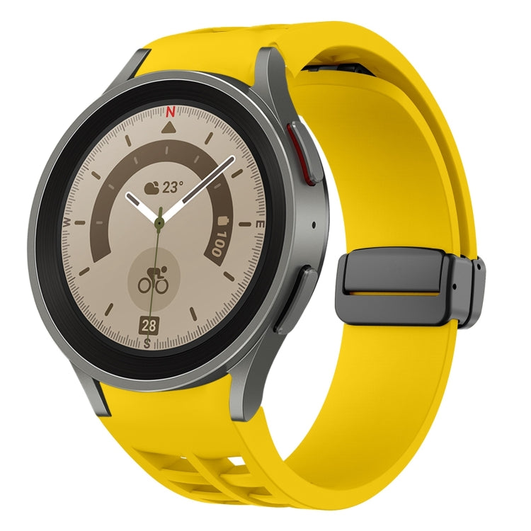 For Sansung Galaxy Watch 5 Pro 45mm Richard Magnetic Folding Black Buckle Silicone Watch Band(Yellow) by bashfashion