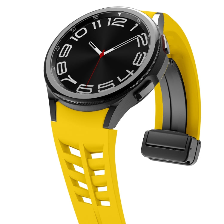 For Sansung Galaxy Watch 5 Pro 45mm Richard Magnetic Folding Black Buckle Silicone Watch Band(Yellow) by bashfashion