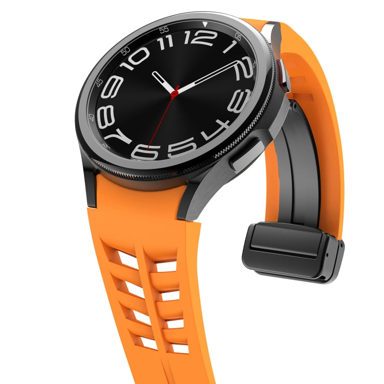 For Sansung Galaxy Watch 5 Pro 45mm Richard Magnetic Folding Black Buckle Silicone Watch Band(Orange) by bashfashion