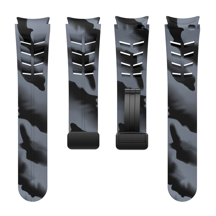 For Sansung Galaxy Watch 5 Pro 45mm Richard Magnetic Folding Black Buckle Silicone Watch Band(Black Gray Camouflage) by bashfashion