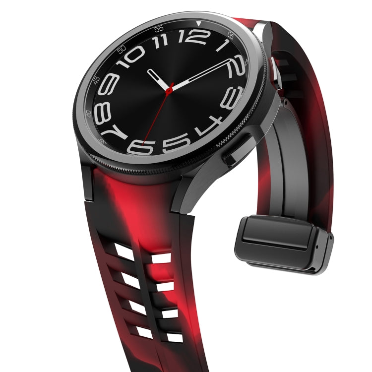 For Sansung Galaxy Watch 5 Pro 45mm Richard Magnetic Folding Black Buckle Silicone Watch Band(Black Red Camouflage) by bashfashion