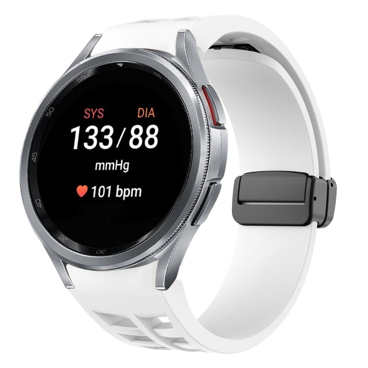 For Samsung Galaxy Watch 7 40 / 44mm Richard Magnetic Folding Black Buckle Silicone Watch Band(White) by bashfashion