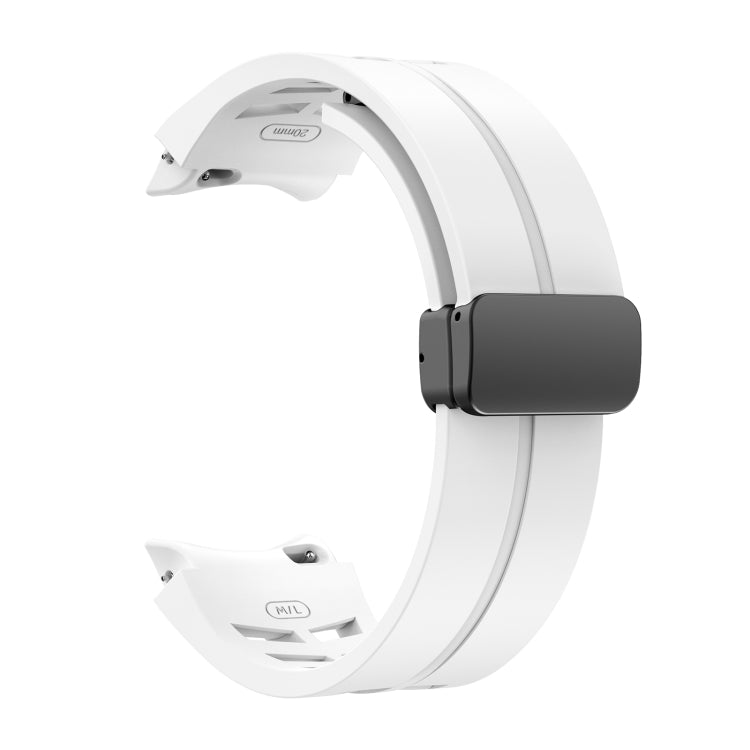 For Samsung Galaxy Watch 7 40 / 44mm Richard Magnetic Folding Black Buckle Silicone Watch Band(White) by bashfashion