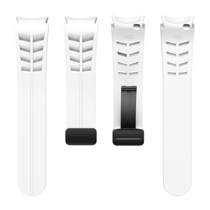 For Samsung Galaxy Watch 7 40 / 44mm Richard Magnetic Folding Black Buckle Silicone Watch Band(White) by bashfashion