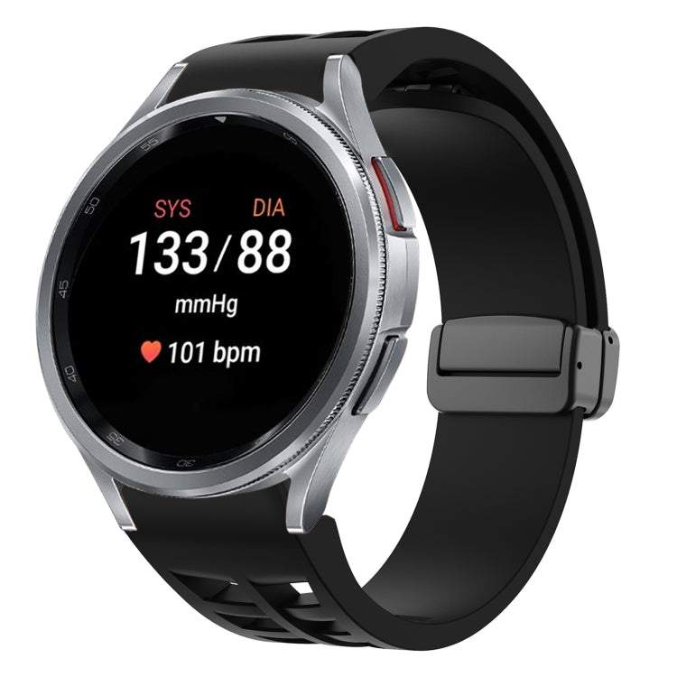 For Samsung Galaxy Watch 7 40 / 44mm Richard Magnetic Folding Black Buckle Silicone Watch Band(Black) by bashfashion