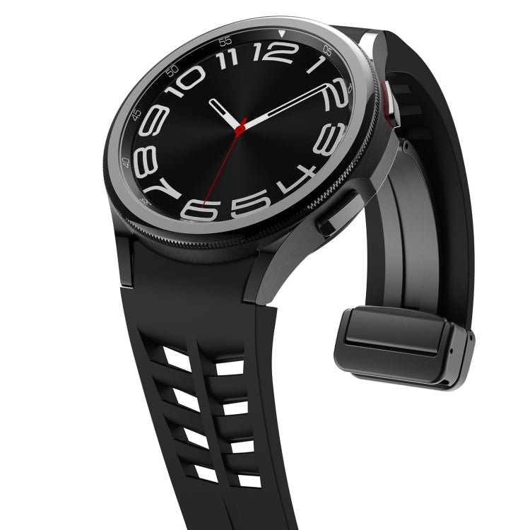 For Samsung Galaxy Watch 7 40 / 44mm Richard Magnetic Folding Black Buckle Silicone Watch Band(Black) by bashfashion