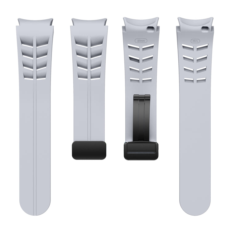 For Samsung Galaxy Watch 7 40 / 44mm Richard Magnetic Folding Black Buckle Silicone Watch Band(Light Gray) by bashfashion