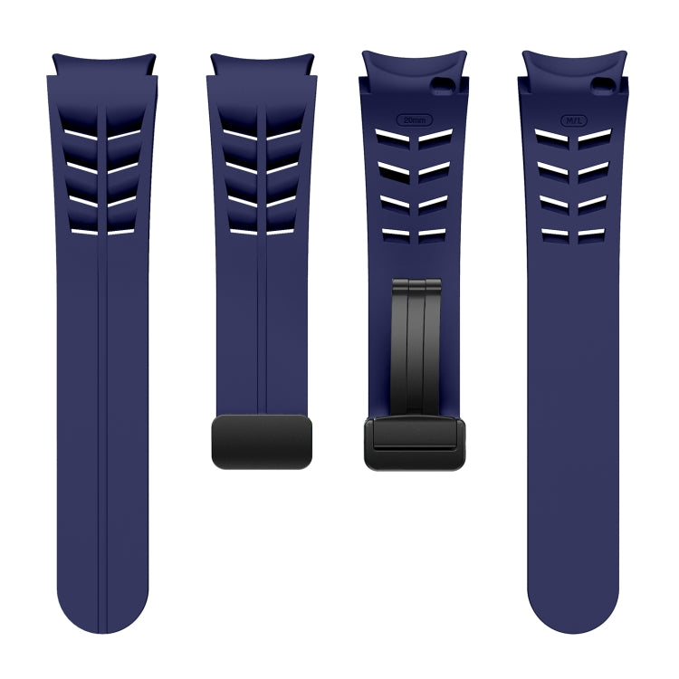 For Samsung Galaxy Watch 7 40 / 44mm Richard Magnetic Folding Black Buckle Silicone Watch Band(Midnight Blue) by bashfashion