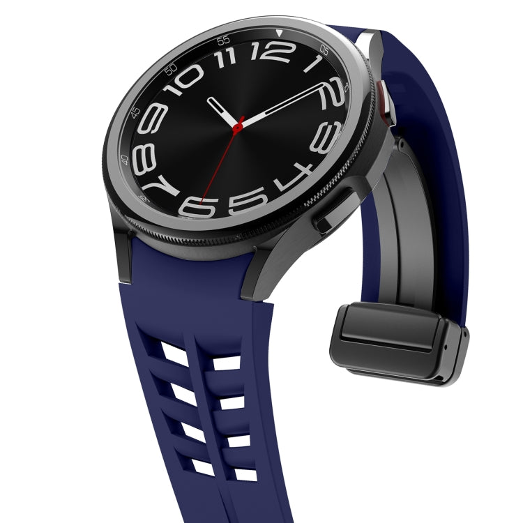 For Samsung Galaxy Watch 7 40 / 44mm Richard Magnetic Folding Black Buckle Silicone Watch Band(Midnight Blue) by bashfashion