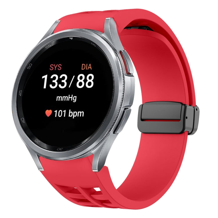 For Samsung Galaxy Watch 7 40 / 44mm Richard Magnetic Folding Black Buckle Silicone Watch Band(Red) by bashfashion