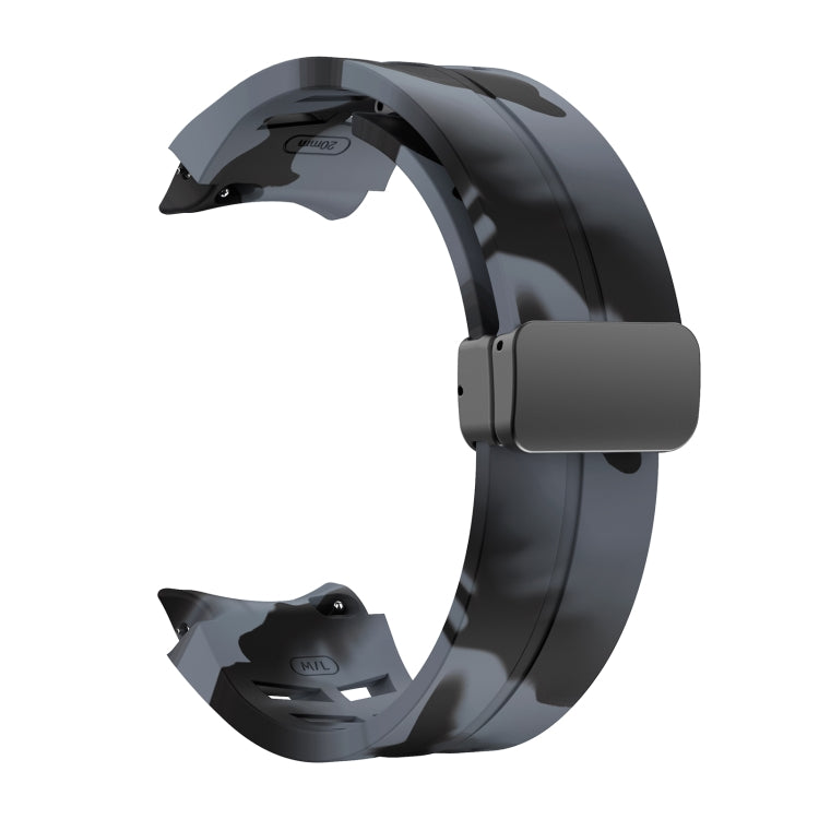 For Samsung Galaxy Watch 7 40 / 44mm Richard Magnetic Folding Black Buckle Silicone Watch Band(Black Gray Camouflage) by bashfashion