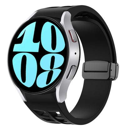 For Samsung Galaxy Watch 6 40 / 44mm Richard Magnetic Folding Black Buckle Silicone Watch Band(Black) by bashfashion