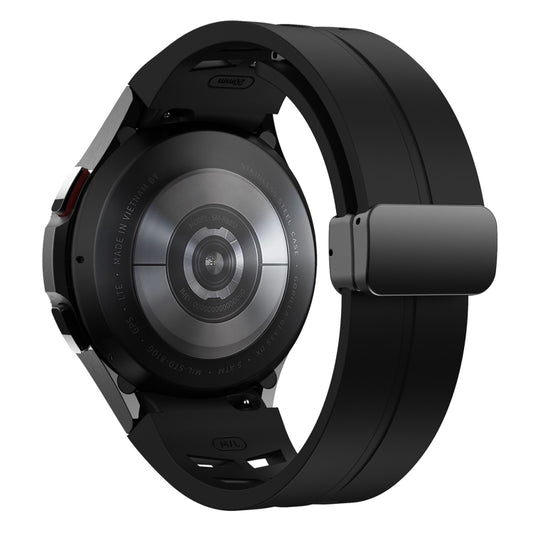 For Samsung Galaxy Watch 6 40 / 44mm Richard Magnetic Folding Black Buckle Silicone Watch Band(Black) by bashfashion