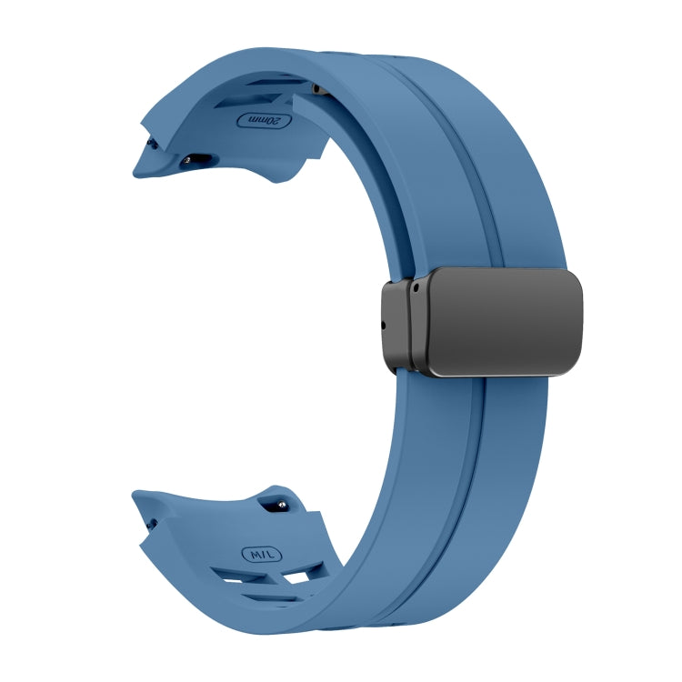 For Samsung Galaxy Watch 6 40 / 44mm Richard Magnetic Folding Black Buckle Silicone Watch Band(Blue) by bashfashion