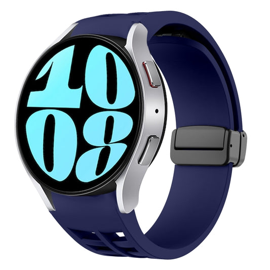 For Samsung Galaxy Watch 6 40 / 44mm Richard Magnetic Folding Black Buckle Silicone Watch Band(Midnight Blue) by bashfashion