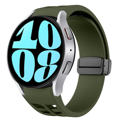 For Samsung Galaxy Watch 6 40 / 44mm Richard Magnetic Folding Black Buckle Silicone Watch Band(Army Green) by bashfashion