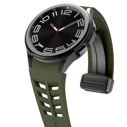 For Samsung Galaxy Watch 6 40 / 44mm Richard Magnetic Folding Black Buckle Silicone Watch Band(Army Green) by bashfashion