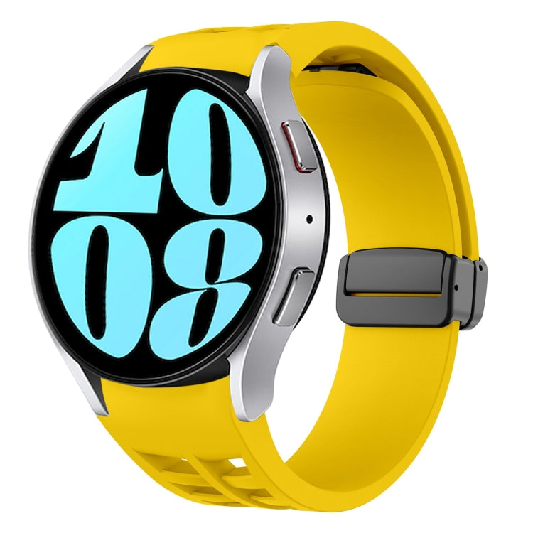 For Samsung Galaxy Watch 6 40 / 44mm Richard Magnetic Folding Black Buckle Silicone Watch Band(Yellow) by bashfashion