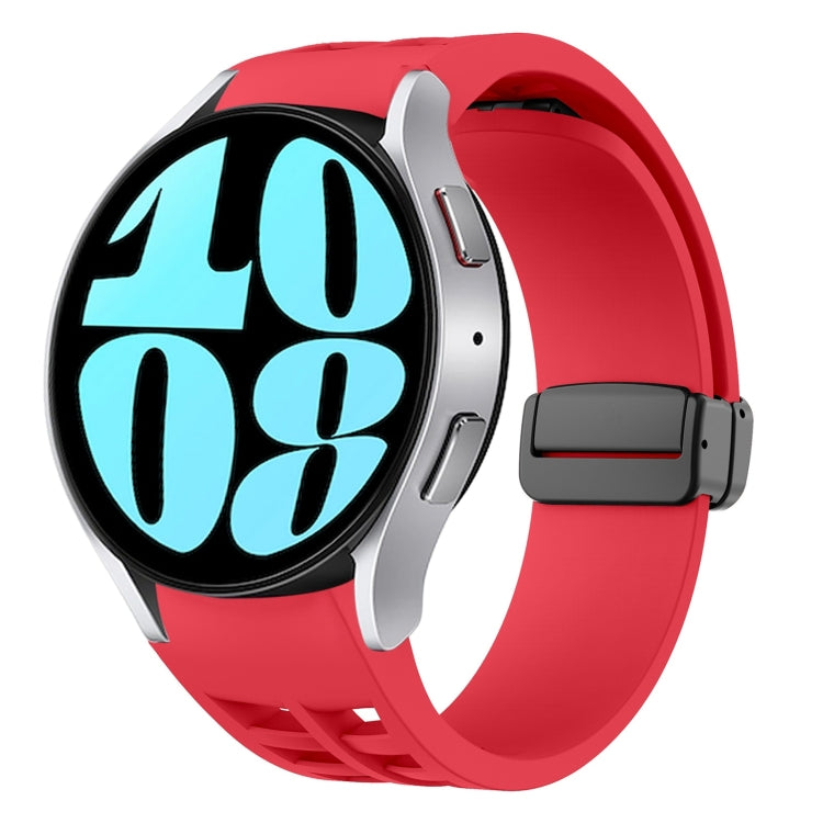 For Samsung Galaxy Watch 6 40 / 44mm Richard Magnetic Folding Black Buckle Silicone Watch Band(Red) by bashfashion