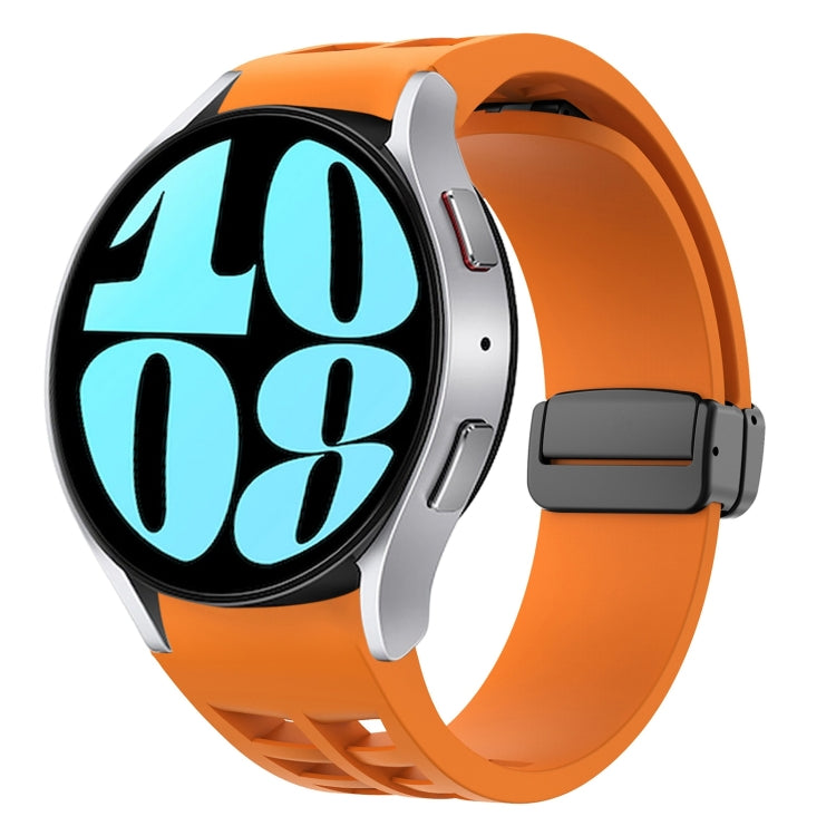 For Samsung Galaxy Watch 6 40 / 44mm Richard Magnetic Folding Black Buckle Silicone Watch Band(Orange) by bashfashion