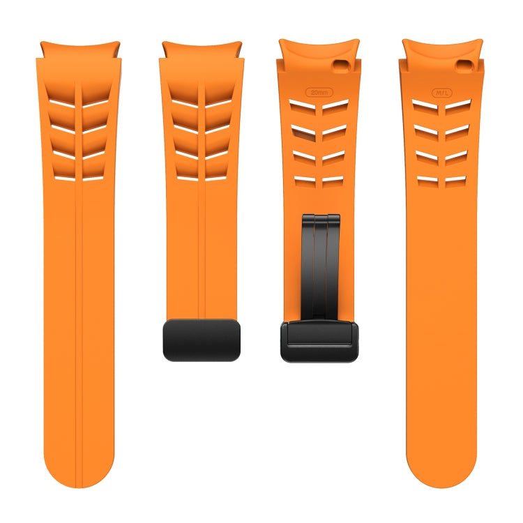 For Samsung Galaxy Watch 6 40 / 44mm Richard Magnetic Folding Black Buckle Silicone Watch Band(Orange) by bashfashion