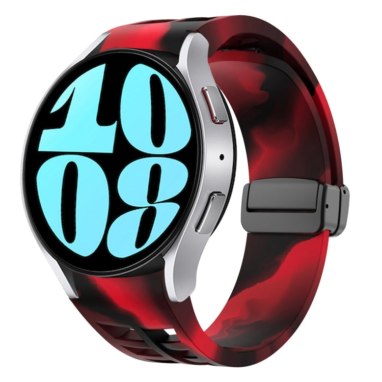 For Samsung Galaxy Watch 6 40 / 44mm Richard Magnetic Folding Black Buckle Silicone Watch Band(Black Red Camouflage) by bashfashion