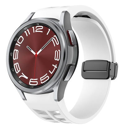 For Samsung Galaxy Watch 6 class 43 / 47mmic Richard Magnetic Folding Black Buckle Silicone Watch Band(White) by bashfashion