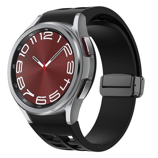 For Samsung Galaxy Watch 6 class 43 / 47mmic Richard Magnetic Folding Black Buckle Silicone Watch Band(Black) by bashfashion