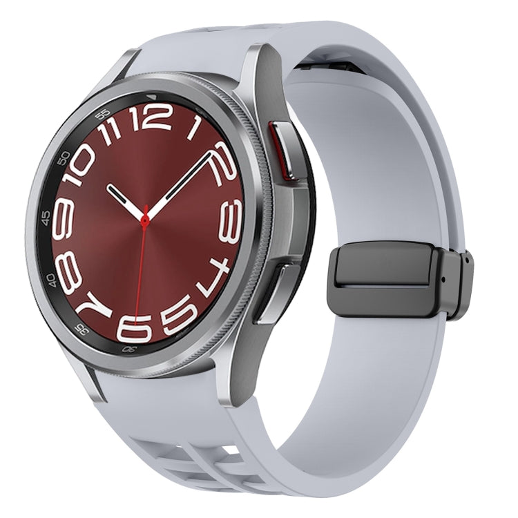 For Samsung Galaxy Watch 6 class 43 / 47mmic Richard Magnetic Folding Black Buckle Silicone Watch Band(Light Gray) by bashfashion