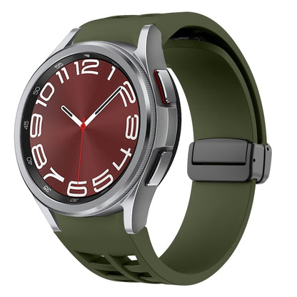 For Samsung Galaxy Watch 6 class 43 / 47mmic Richard Magnetic Folding Black Buckle Silicone Watch Band(Army Green) by bashfashion