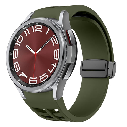 For Samsung Galaxy Watch 6 class 43 / 47mmic Richard Magnetic Folding Black Buckle Silicone Watch Band(Army Green) by bashfashion