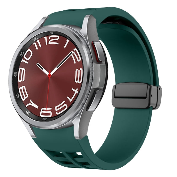 For Samsung Galaxy Watch 6 class 43 / 47mmic Richard Magnetic Folding Black Buckle Silicone Watch Band(Dark Green) by bashfashion