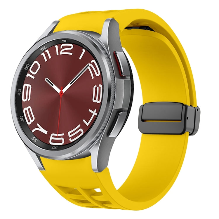 For Samsung Galaxy Watch 6 class 43 / 47mmic Richard Magnetic Folding Black Buckle Silicone Watch Band(Yellow) by bashfashion